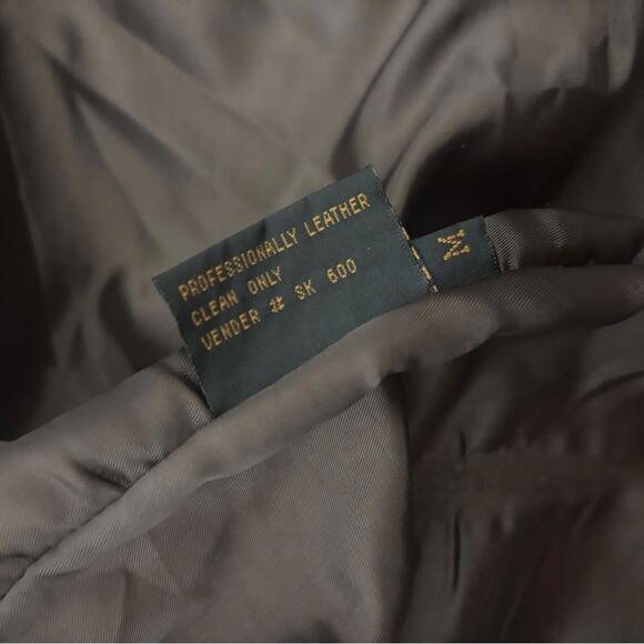 VTG Brown Oversized Genuine Leather Pilot Style Jacket Faux Fur Collar Men’s M - Picture 8 of 15